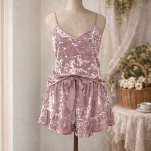 Victoria Secret Pink Velvet Sleepwear Tank & Shorts Set